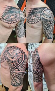 maori polinez mintas tetovalas mellkason es felkaron